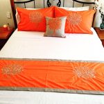 Sophisticated Orange Bed Runner With Cushion Cover
